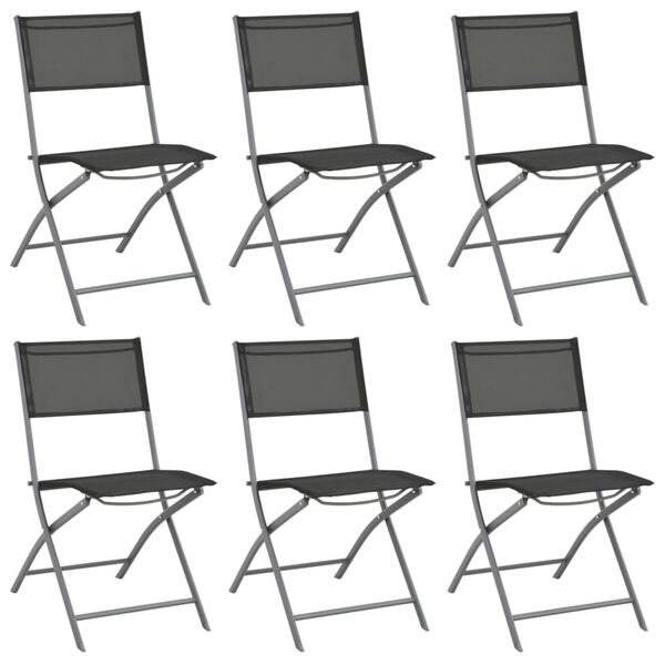 vidaXL Garden Dining Set Grey Powder-coated steel 7 Piece Foldable