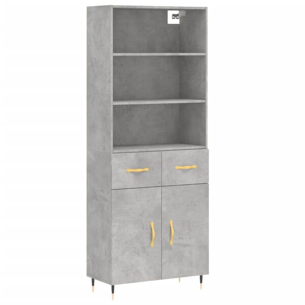 vidaXL Highboard Concrete Grey Engineered wood, Metal