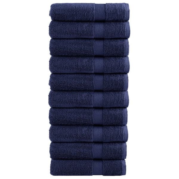 vidaXL Bath Towel Set of 10 Navy Blue 100% cotton 39.4 x 59.1 in