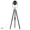vidaXL Floor Lamp Black and silver Solid mango wood, steel, aluminum