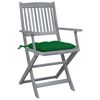 vidaXL Folding Patio Chairs 2 pcs with Cushions Solid Acacia Wood (46333+314875)
