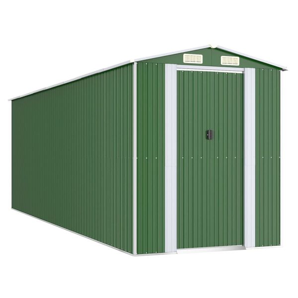 vidaXL Garden Shed Green Galvanized Steel Large Garden Shed