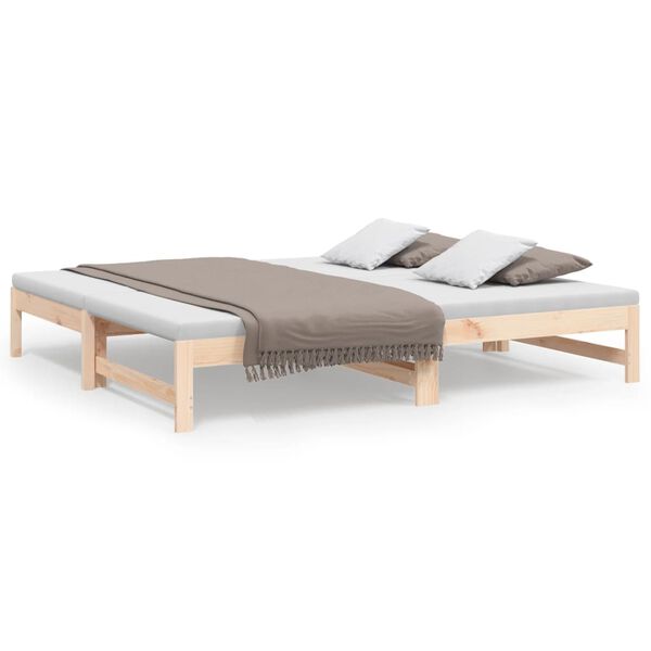 vidaXL Day Bed Natural Wood Solid Pine Wood Double