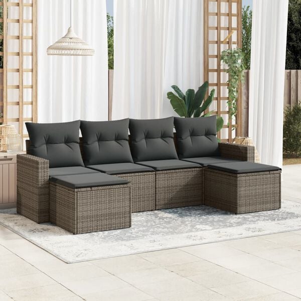 vidaXL Garden Sofa Set Grey PE rattan Large Modular Garden Sofa Set