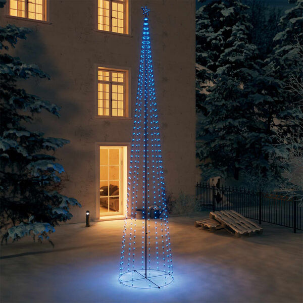 vidaXL Christmas Cone Tree Blue Powder-Coated Steel, Copper, PVC 16 ft