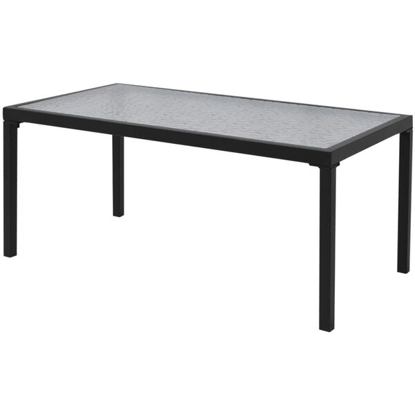 vidaXL Patio Furniture Black Powder-coated steel, Textilene, Tempered glass