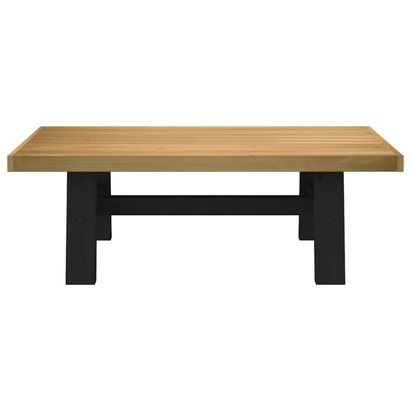 vidaXL Coffee Table Natural and Black Solid Pine Wood Medium Durable