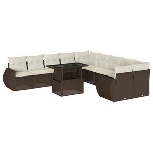 vidaXL Garden Sofa Set Brown PE rattan Large Modular Garden Sofa Set