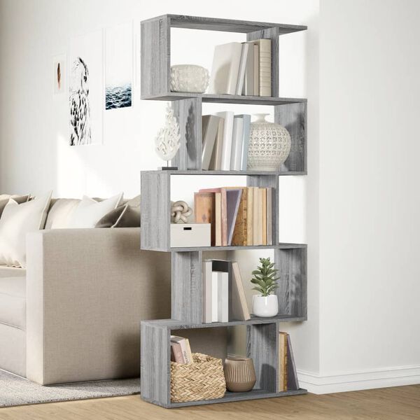 vidaXL Room Divider Bookcase Grey Sonoma Engineered Wood Large