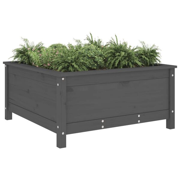 vidaXL Garden Planter Grey Solid Pine Wood Large Durable