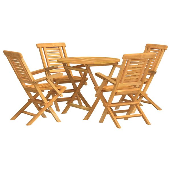 vidaXL Garden Dining Set Natural Teak Solid Teak Wood 5 Piece Set