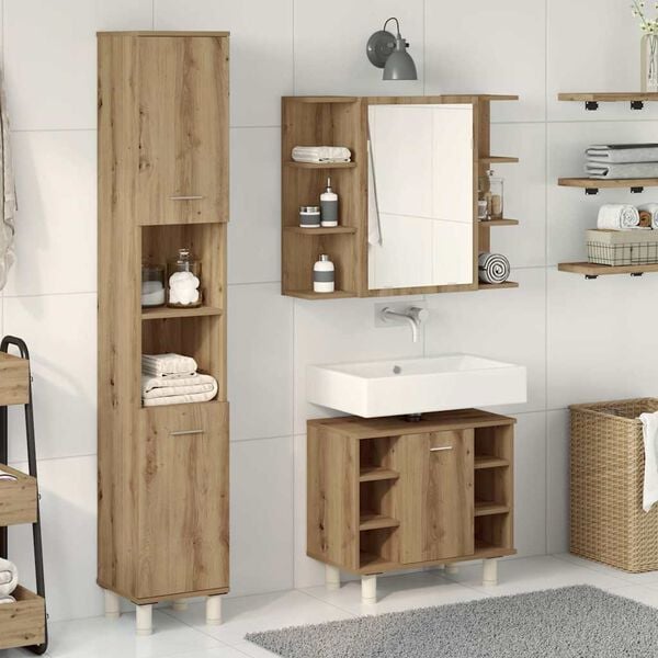 vidaXL Bathroom Furniture Set Artisan Oak Engineered wood, acrylic