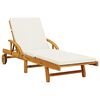 vidaXL Sun Lounger Brown, Cream White Solid Acacia Wood, Polyester