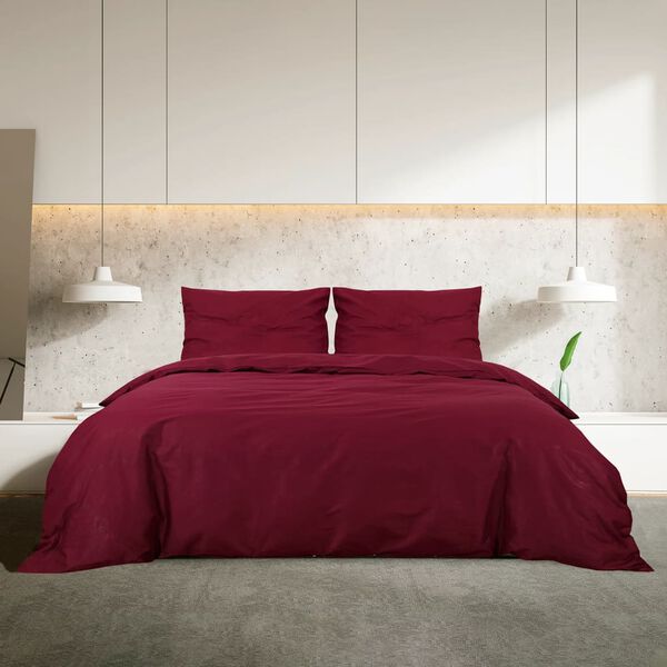 vidaXL Duvet Cover Set Bordeaux 100% Cotton 79x87 in Lightweight