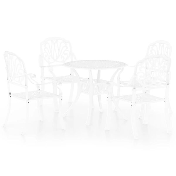 vidaXL Bistro Set White Cast Aluminum 5 Piece Set Durable Bistro Set