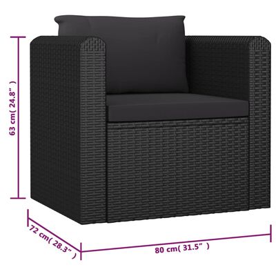 vidaXL 10 Piece Patio Lounge Set with Cushions Poly Rattan Black