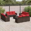vidaXL 13 Piece Patio Sofa Set with Cushions Brown Poly Rattan