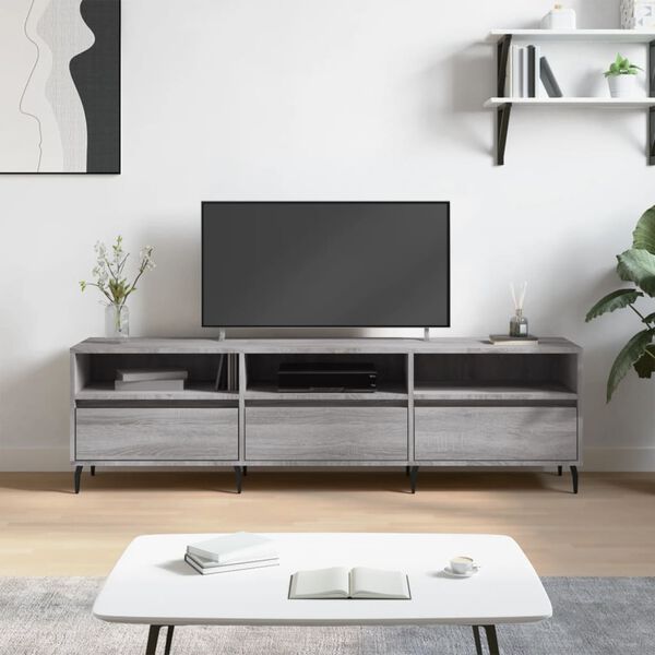 vidaXL TV Cabinet Grey Sonoma Engineered Wood and Iron