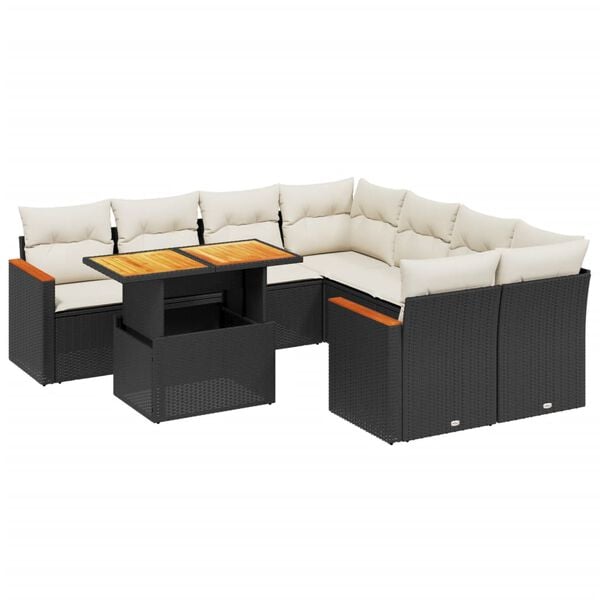 vidaXL Garden Sofa Set Black, Cream White