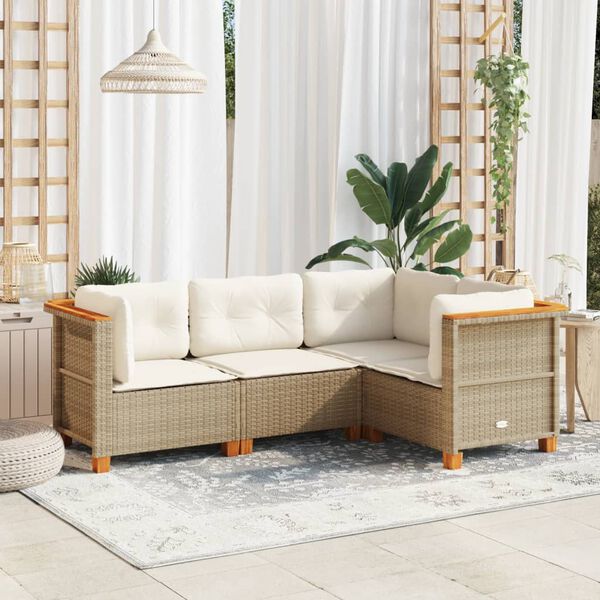 vidaXL Garden Sofa Set Beige, Cream White