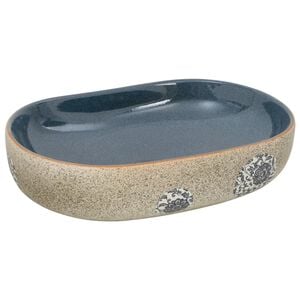 vidaXL Countertop Basin Sand and Blue Oval 23.2x15.7x5.5" Ceramic