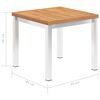 vidaXL Patio Side Table 17.7"x17.7"x15" Solid Teak Wood and Stainless Steel
