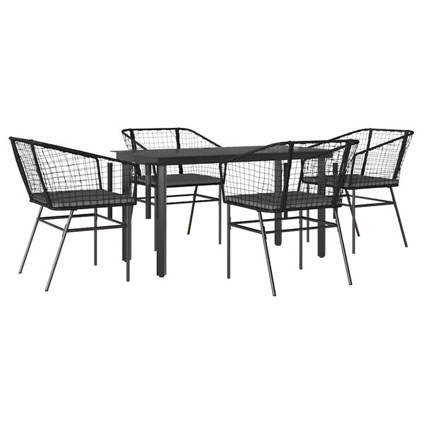 vidaXL Garden Dining Set Black and Dark Grey