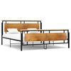vidaXL Bed Frame Black, Brown Solid oak wood, powder-coated metal, MDF