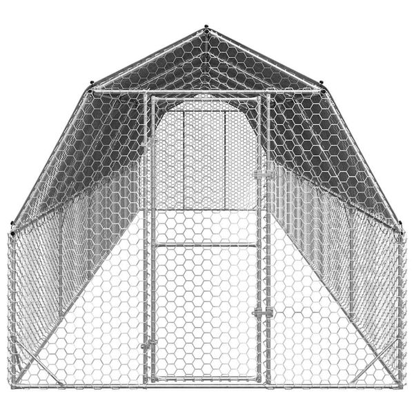 vidaXL Chicken Run Galvanized Steel Large Durable Chicken Run