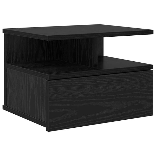 vidaXL Floating Nightstand Black Oak 15.75 x 12.20 x 10.63 in