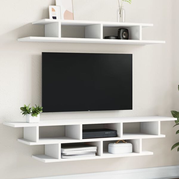 vidaXL TV Wall Unit White Engineered Wood Large Floating TV Wall Unit