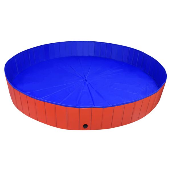 vidaXL Dog Swimming Pool Red PVC Diameter 118.1 in x Height 15.7 in