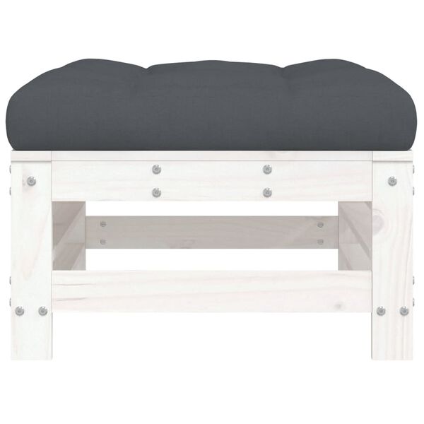 vidaXL Garden Footstool White, Anthracite