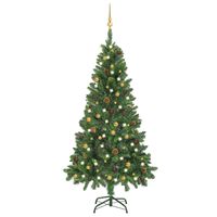 vidaXL Artificial Pre-lit Christmas Tree with Ball Set Green 59.1"