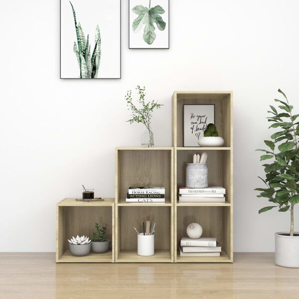 vidaXL TV Cabinet Set Sonoma Oak Engineered Wood TV Cabinet Set