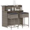 vidaXL Garden Bar Set Grey Poly Rattan Medium Removable Covers