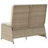 vidaXL Reclining Patio Bench Beige, Cream Poly Rattan, Powder-Coated Steel