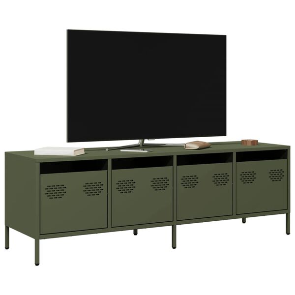 vidaXL TV Cabinet Olive Green Cold-rolled Steel Adjustable Feet
