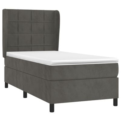 vidaXL Box Spring Bed with Mattress Dark Gray Twin Velvet