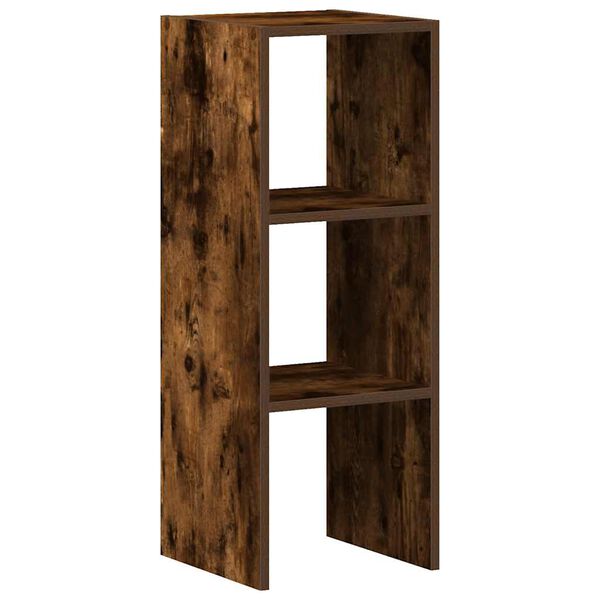 vidaXL Bookcase Smoked oak Engineered wood 11.8 x 11.8 x 31.5 in