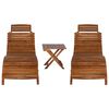 vidaXL Sunlounger With Table Natural Acacia Solid Acacia Wood Standard