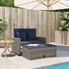 vidaXL Patio Sofa Grey and Navy Blue PE rattan and powder-coated steel