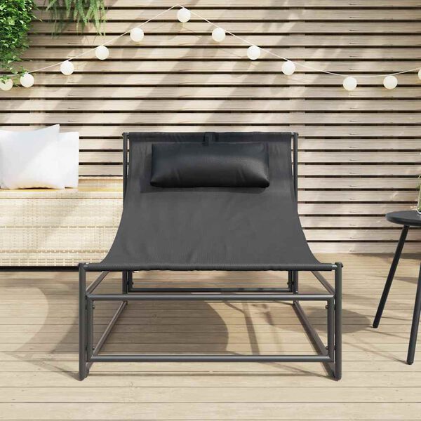 vidaXL Garden Lounger Chair Anthracite 87x74x73 cm Steel and Textilene
