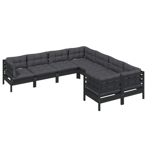 vidaXL Garden Lounge Set Anthracite Solid pinewood, 100% polyester fabric