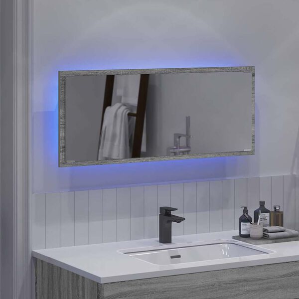 vidaXL Mirror Grey Sonoma 35.43 x 3.35 x 14.57 in Engineered Wood