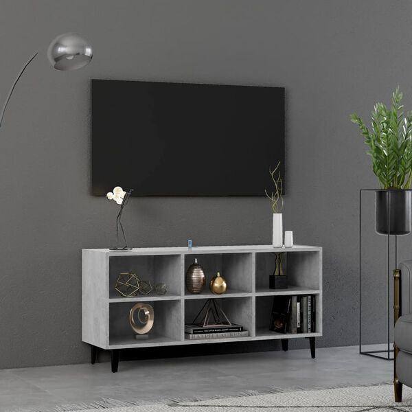 vidaXL TV Stand with Metal Legs Concrete Gray 40.7"x11.8"x19.7"