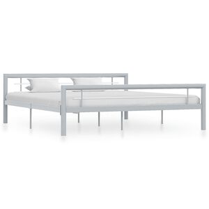 vidaXL Bed Frame Grey and white Metal Super King Durable Bed Frame