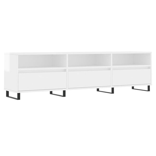vidaXL TV Cabinet High gloss white Engineered wood, iron TV Cabinet