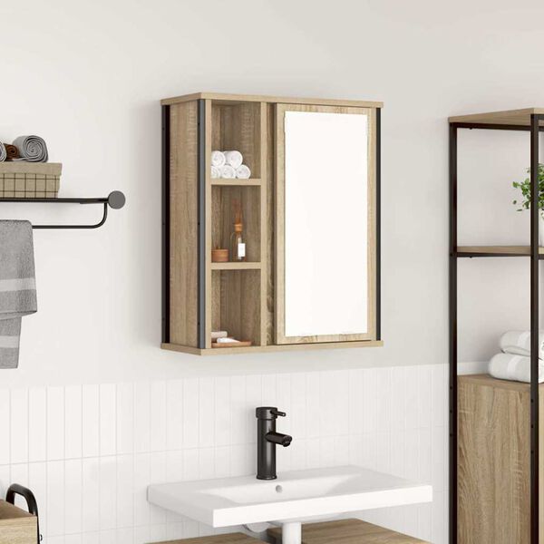 vidaXL Bathroom Wall Cabinet Sonoma oak Engineered wood Medium