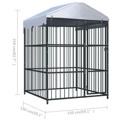 vidaXL Outdoor Dog Kennel with Roof 59.1"x59.1"x82.7"